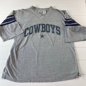 The Edge Dallas Cowboys Vintage men’s V-Neck T-shirt Gray Size Large 2000 y2k